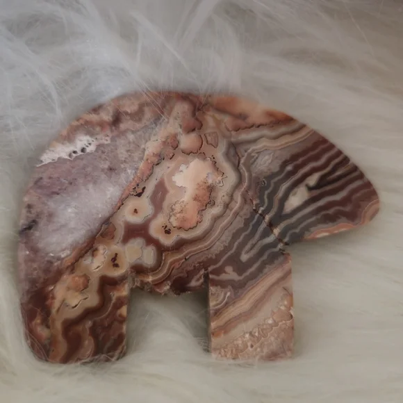 PINK Crazy Lace Agate Zuni Bear - Picture 2 of 2